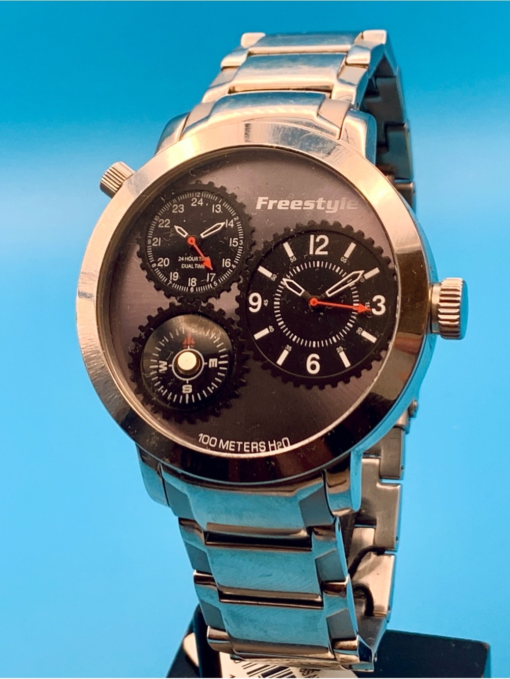 FREESTYLE PASSAGE Rare Men’s Dual Dial Sport Wristwatch Compass Working New Batt